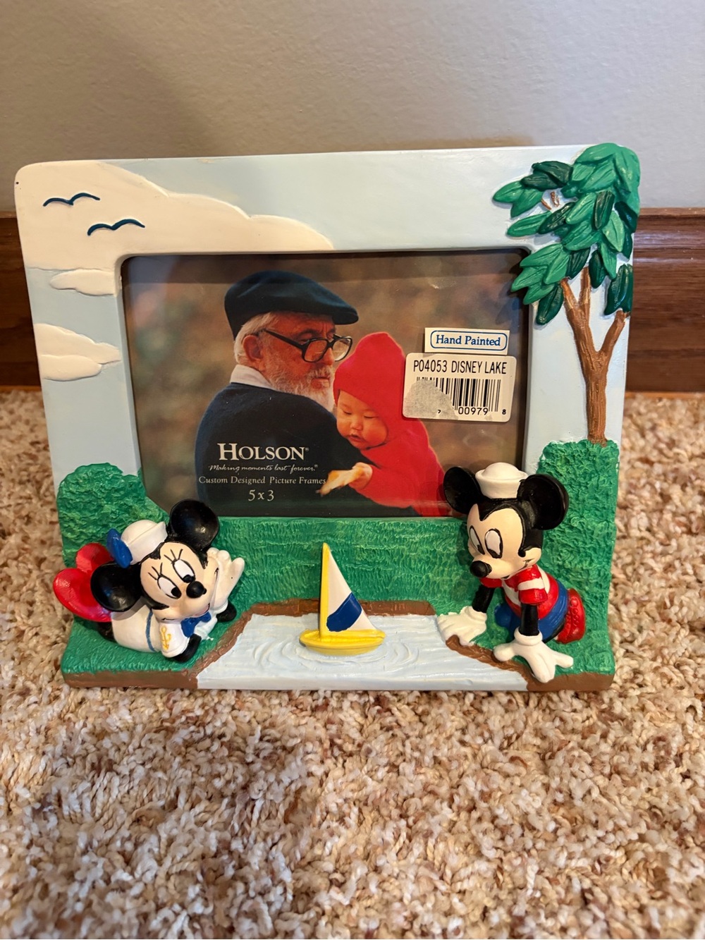 Walt Disney Co. Picture Frame 5 x 3" Photo Mickey Mouse Minnie Sailors Sailboat